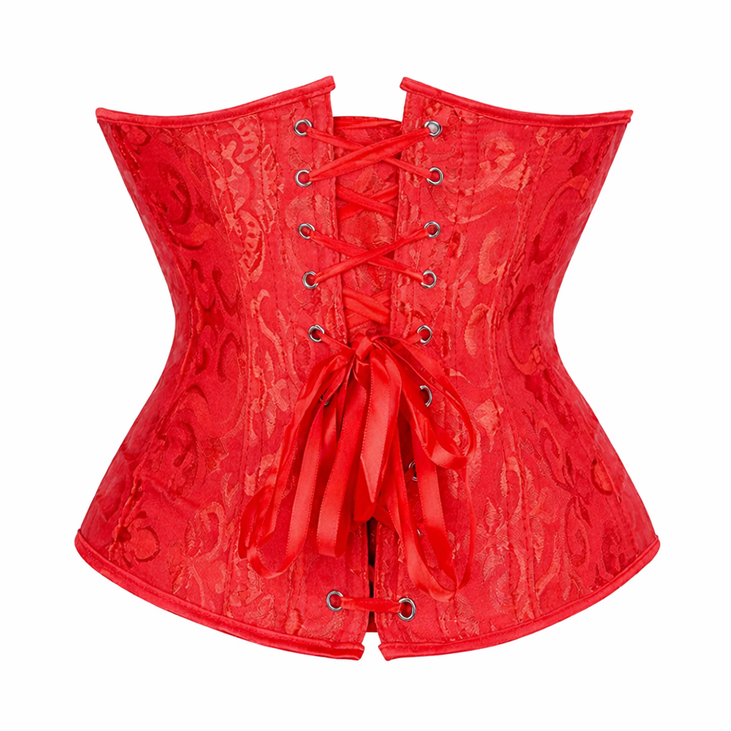 Corselet underbust vermelho brocado