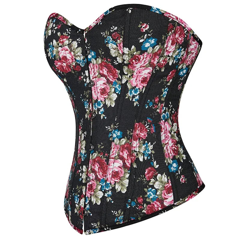 Corselet floral preto