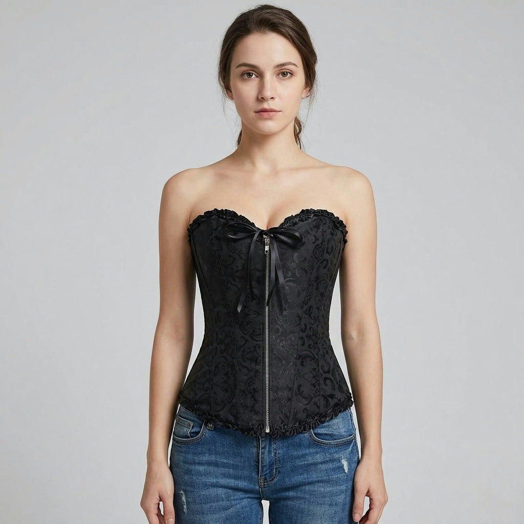 Corselet com laço e ziper