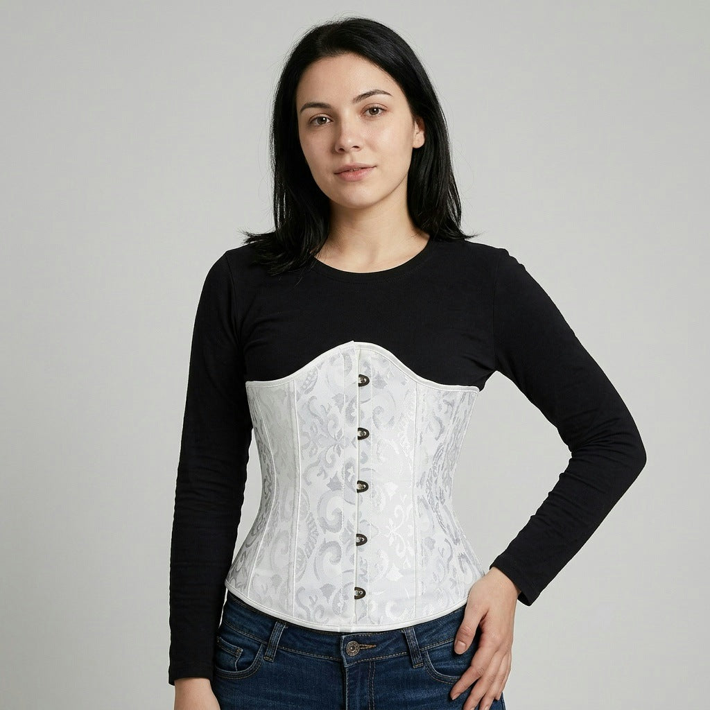 Corselet underbust branco brocado