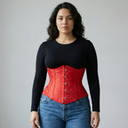 Corselet underbust vermelho brocado