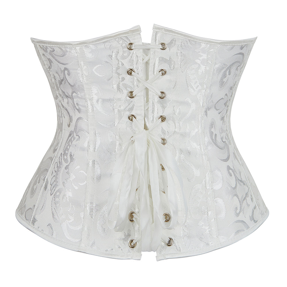 Corselet underbust branco brocado