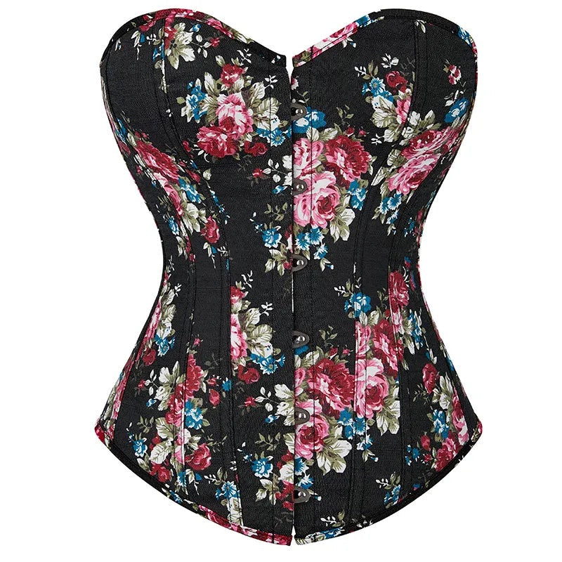Corselet floral preto
