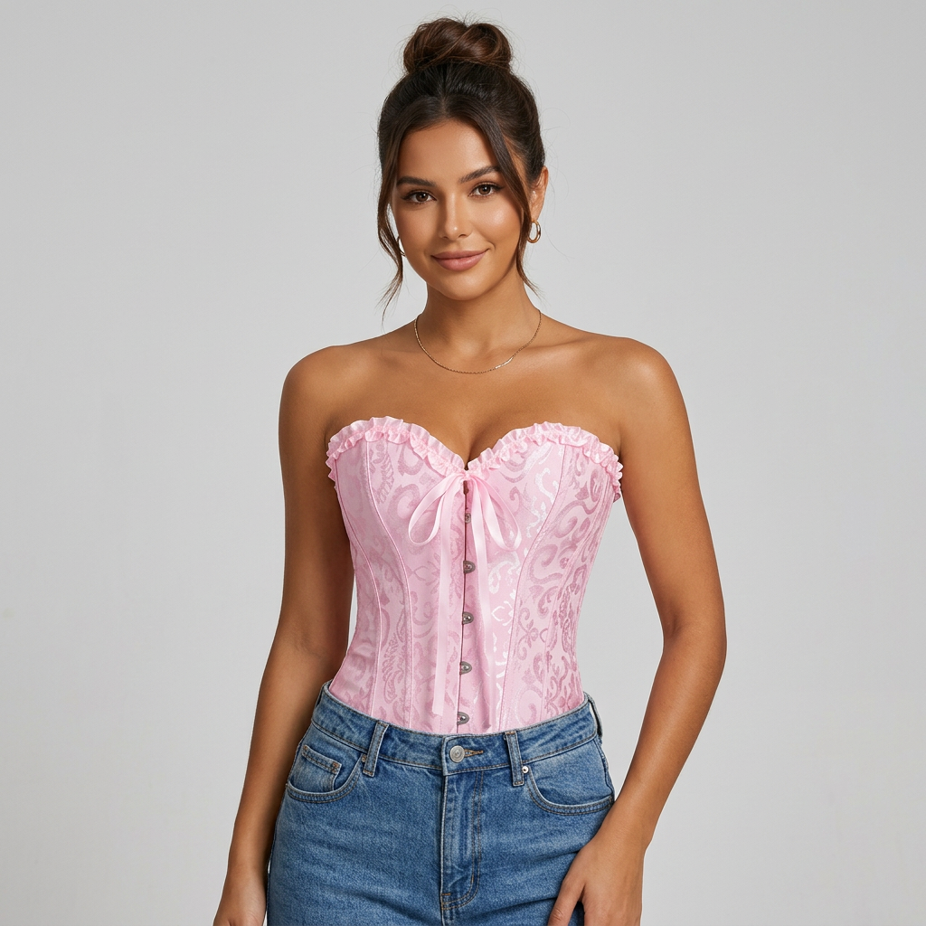 Corselet rosa com laço